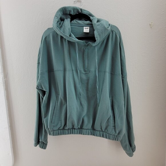 Avia Hoodie Sweatshirt Women's XXL 20 Teal Cotton Blend 1/4 Zip Pockets - Picture 1 of 11